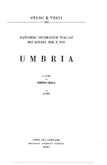 Rationes decimarum Italiae nei secoli XIII e XIV. Umbria