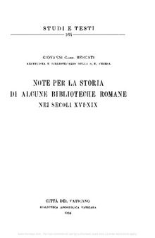 Note per la storia di alcune biblioteche romane nei secoli XVI-XIX