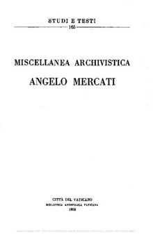 Miscellanea archivistica Angelo Mercati