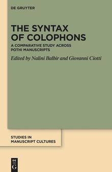 The Syntax of Colophons: A Comparative Study across Pothi Manuscripts