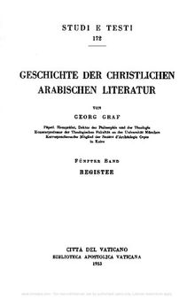 Geschichte der christlichen arabischen Literatur. Register