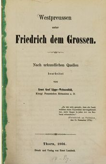 Westpreußen unter Friedrich dem Großen