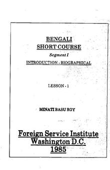Bengali Short Course. Segment I