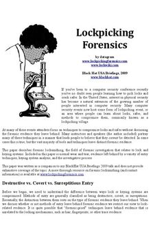 Lockpicking Forensics