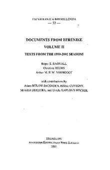 Documents from Berenike. Volume II. Greek ostraka from the 1999-2001 seasons