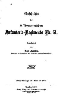 Geschichte des 8. Pommerschen Infanterie-Regiments Nr. 61