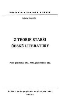 Z teorie starší české literatury
