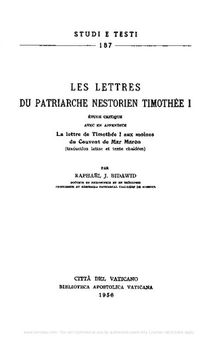 Les lettres du patriarche nestorien Thimothée I. Etude critique