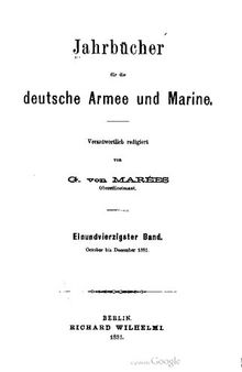 Jahrbücher für die Deutsche Armee und Marine / Oktober bis Dezember 1881