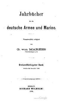 Jahrbücher für die Deutsche Armee und Marine / Oktober bis Dezember 1884