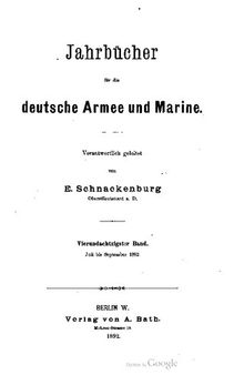 Jahrbücher für die Deutsche Armee und Marine / Juli bis September 1892