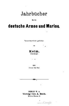 Jahrbücher für die Deutsche Armee und Marine / Januar bis Juni 1911