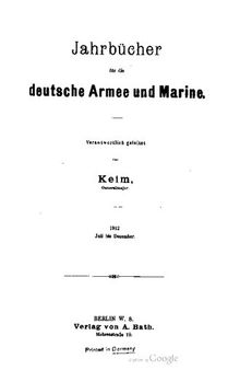 Jahrbücher für die Deutsche Armee und Marine / Juli bis Dezember 1912