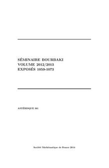 Séminaire Bourbaki. Volume 2012/2013. Exposés 1059–1073