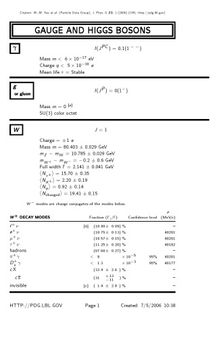 Particle Physics - Summary Data Tables
