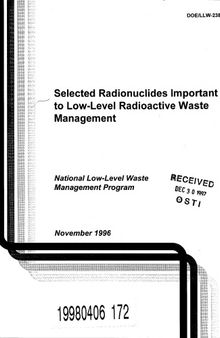 Radionuclides Important to Low-Level Rad Waste Mgmt