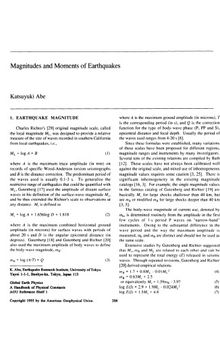 Magnitudes and Moments of Earthquakes [short article]