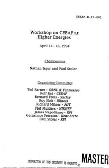 Workshop on CEBAF at Higher Energies
