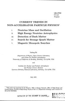 Current Trends in Non-Accelerator Particle Physics