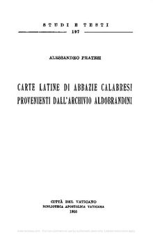 Carte latine di abbazie calabresi provenienti dall'Archivio Aldobrandini