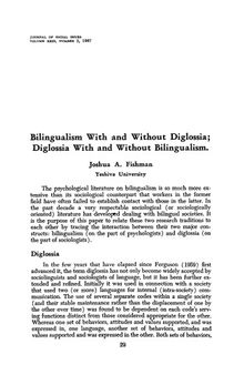 Bilingualism With and Without Diglossia; Diglossia With and Without Bilingualism
