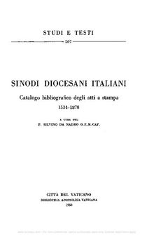 Sinodi diocesani italiani. Catalogo bibliografico degli atti a stampa (1534-1878)