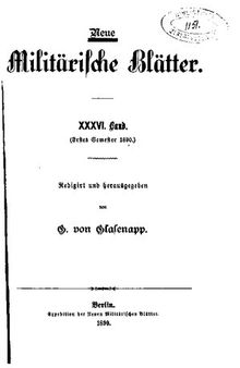 Neue Militärische Blätter / Erstes Semester 1890