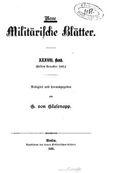 Neue Militärische Blätter / Erstes Semester 1891