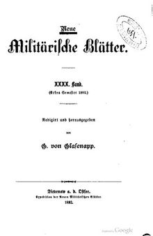 Neue Militärische Blätter / Erstes Semester 1892