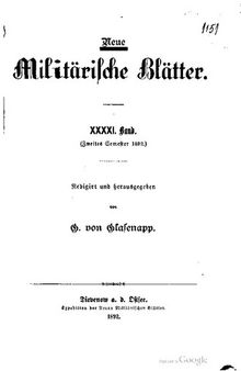 Neue Militärische Blätter / Zweites Semester 1892