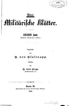 Neue Militärische Blätter / Erstes Semester 1894