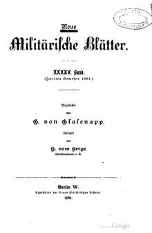 Neue Militärische Blätter / Zweites Semester 1894