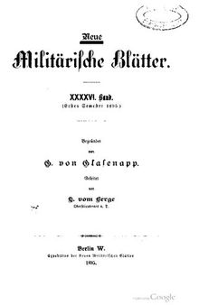 Neue Militärische Blätter / Erstes Semester 1895