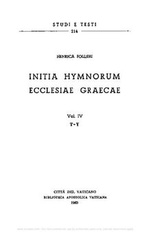 Initia hymnorum Ecclesiae graecae. T-Y