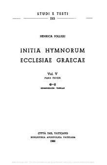 Initia hymnorum Ecclesiae graecae. PH-O