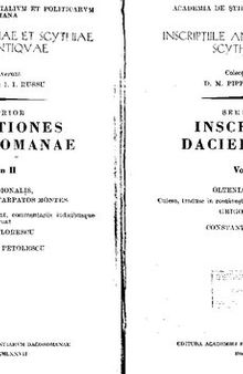 Inscriptiones Daciae Romanae. II. Oltenia si Muntenia