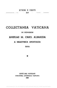 Collectanea Vaticana in honorem Anselmi M. Card. Albareda