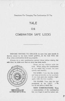 Yale OB Combination Safe Locks Combination Change Insctructions