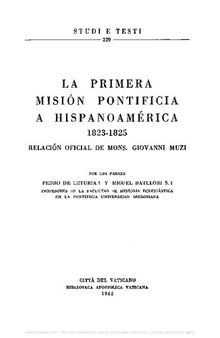 La primera misión pontificia a Hispanoamérica 1823-1825. Relación oficial de mons. Giovanni Muzi
