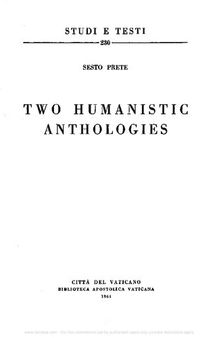 Two humanistic anthologies
