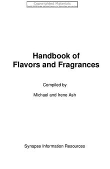 Handbook of flavors and fragrances