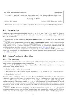 Lecture Notes for CS 6550: Advanced Graduate Algorithms (Randomized and Approximation Algorithms)