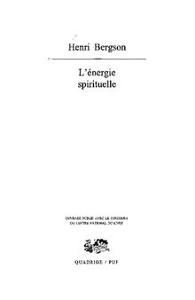 L'Énergie Spirituelle - Édition Critique