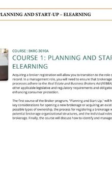 Broker - COURSE 1 - PLANNING AND START-UP – ELEARNING