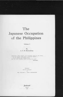 The Japanese Occupation of the Philippines Volume 1