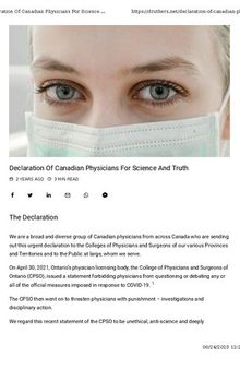 Canada : Declaration Of Canadian Physicians