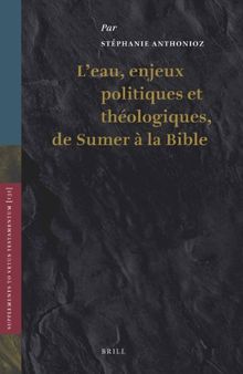 L’eau, enjeux politiques et théologiques, de Sumer à la Bible