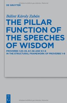 The Pillar Function of the Speeches of Wisdom:  Proverbs 1:20-33, 8:1-36 and 9:1-6 in the Structural Framework of Proverbs 1-9