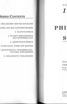 Classical Philosophy. Collected Papers: Philosophy Before Socrates