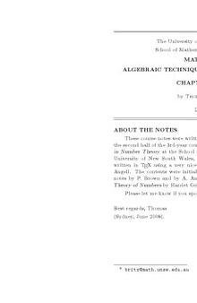 Math3521: Algebraic techniques in Number Theory: Chapters 5–8